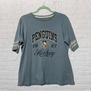 Pittsburgh Penguins Women's Tee Light Blue Short Sleeve 100% Cotton Top Size XL